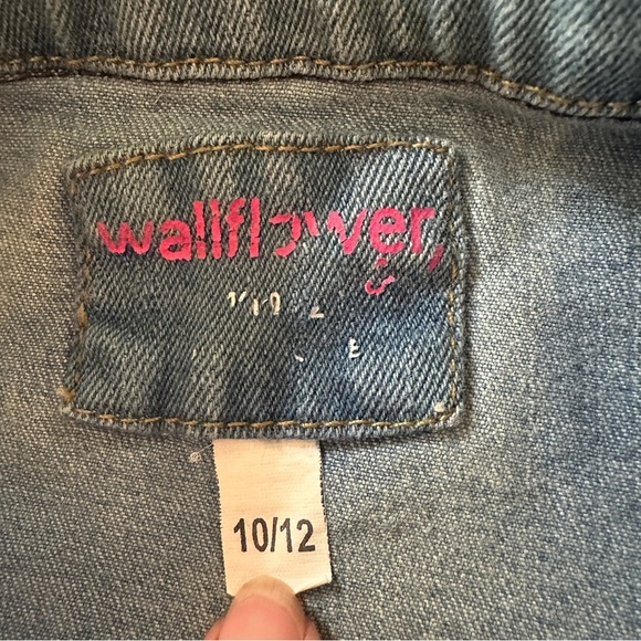 Upcycled Denim Jean jacket  patchwork Tinker Bell ruffle frayed edges girls - Picture 4 of 10